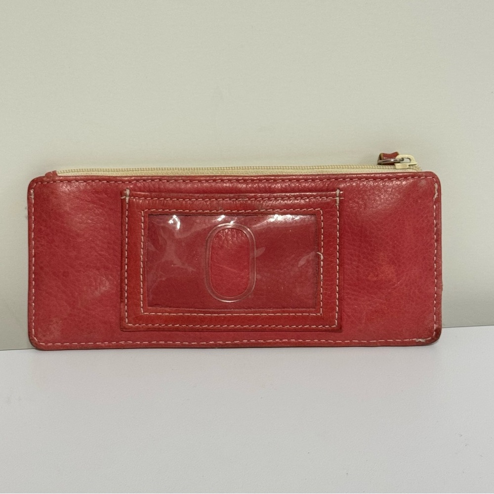 Fossil Burgundy Red Leather Card Wallet ID Holder Zip Pouch Vintage 7” X 3” - Picture 5 of 6